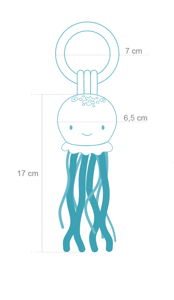 Horgolt polip KÖZEPES: 6,5 cm fej - 17 cm magas