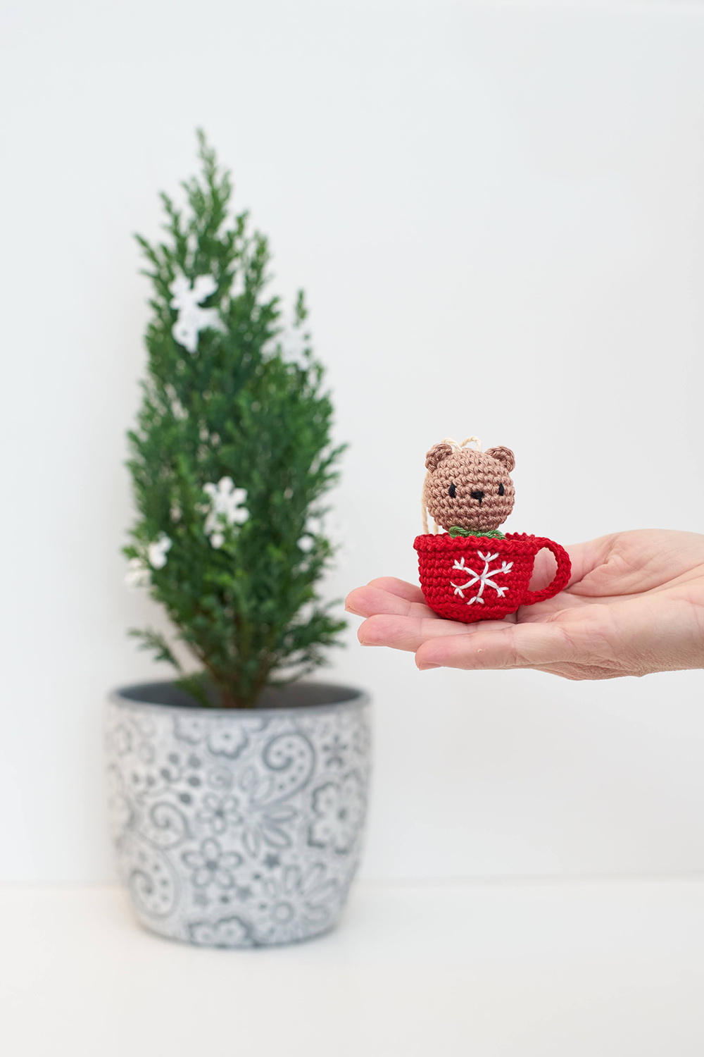 Horgolt karácsonyfadísz 3 db-os csomag – cukorka, tündér, bögrés maci